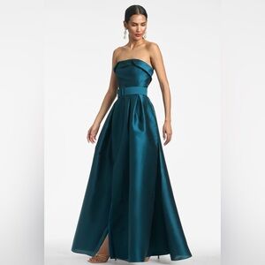 Sachin & Babi Elegant Teal Strapless Gown